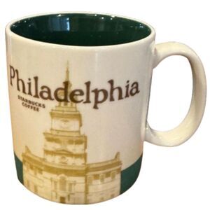 Starbucks Coffee Global Icon Series Philadelphia Ceramic Mug Cream/Green 16 OZ